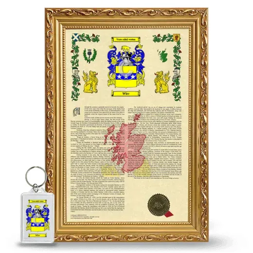 Wire Framed Armorial History and Keychain - Gold