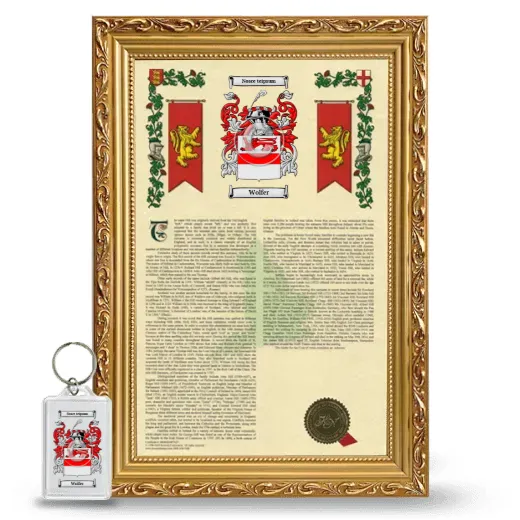 Wolfer Framed Armorial History and Keychain - Gold