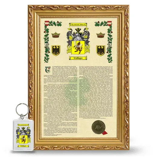 Wolfinger Framed Armorial History and Keychain - Gold