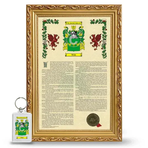 Wom Framed Armorial History and Keychain - Gold