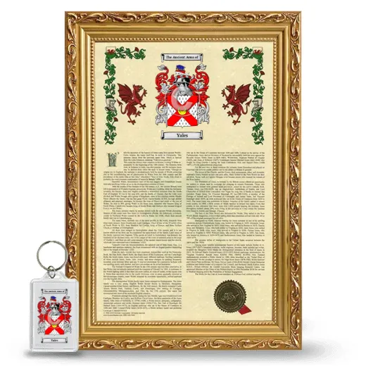 Yales Framed Armorial History and Keychain - Gold