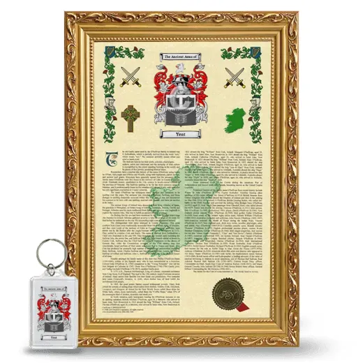 Yeat Framed Armorial History and Keychain - Gold