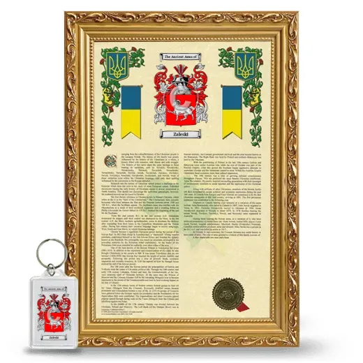 Zaleski Framed Armorial History and Keychain - Gold