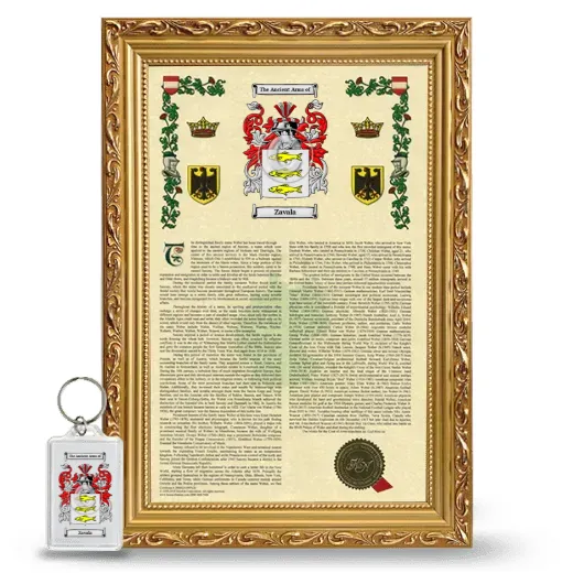 Zavala Framed Armorial History and Keychain - Gold