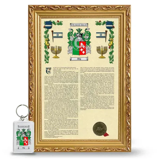 Zieg Framed Armorial History and Keychain - Gold