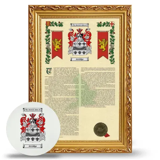 Attridge Framed Armorial History and Mouse Pad - Gold