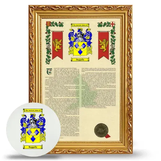 Baggally Framed Armorial History and Mouse Pad - Gold