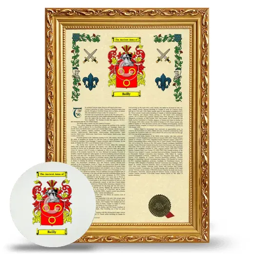 Bailly Framed Armorial History and Mouse Pad - Gold