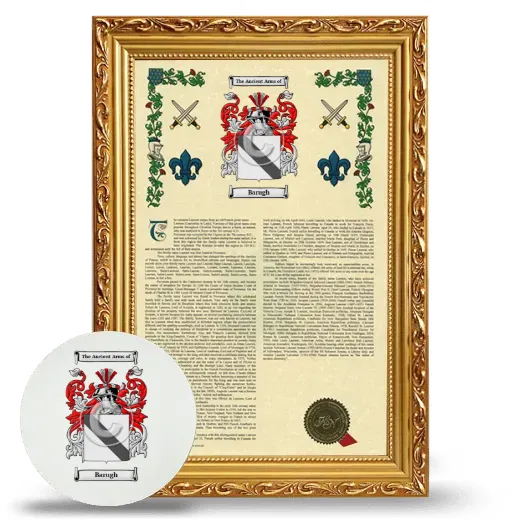 Barugh Framed Armorial History and Mouse Pad - Gold