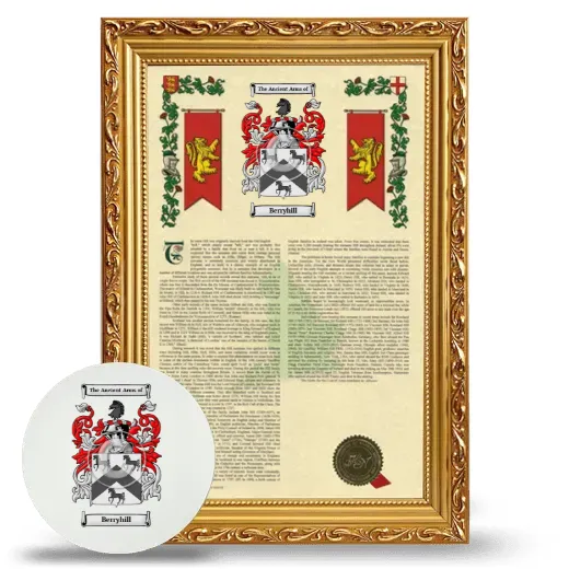 Berryhill Framed Armorial History and Mouse Pad - Gold