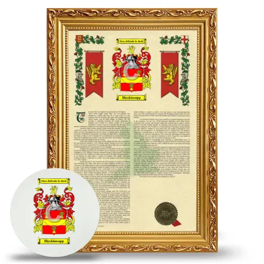 Blynkinsopp Framed Armorial History and Mouse Pad - Gold