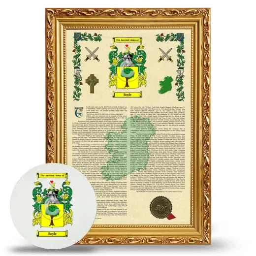 Boyle Framed Armorial History and Mouse Pad - Gold