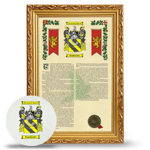 Branthwaite Framed Armorial History and Mouse Pad - Gold