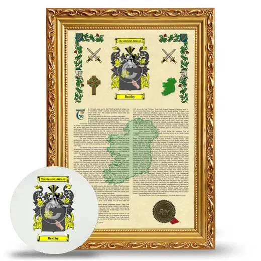 Brathy Framed Armorial History and Mouse Pad - Gold