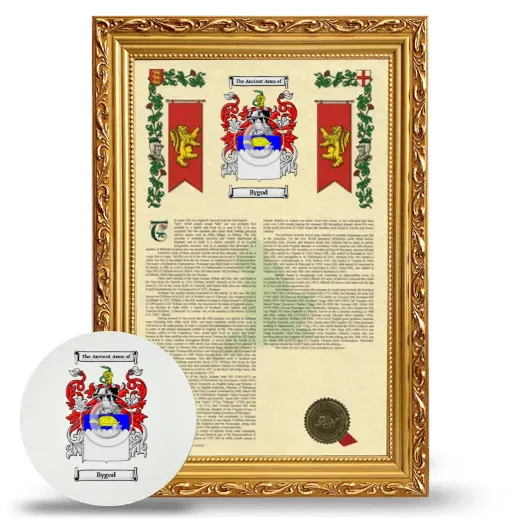 Bygod Framed Armorial History and Mouse Pad - Gold