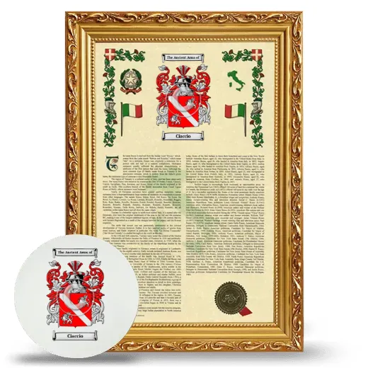 Ciaccio Framed Armorial History and Mouse Pad - Gold