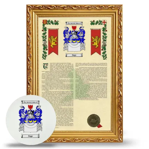 Dage Framed Armorial History and Mouse Pad - Gold