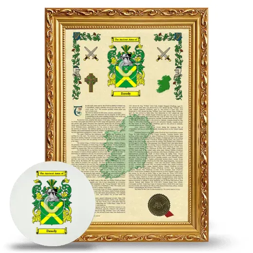 Dawdy Framed Armorial History and Mouse Pad - Gold