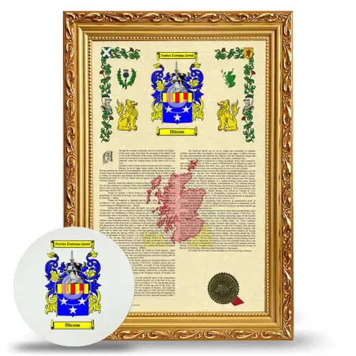 Dixson Framed Armorial History and Mouse Pad - Gold
