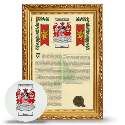 Droup Framed Armorial History and Mouse Pad - Gold