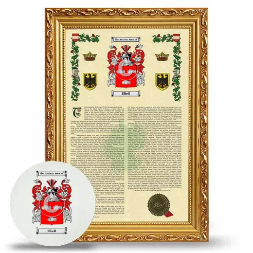 Elbell Framed Armorial History and Mouse Pad - Gold