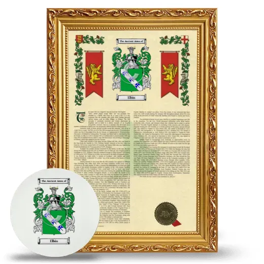 Elbin Framed Armorial History and Mouse Pad - Gold