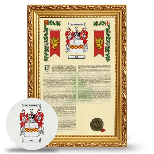 Erk Framed Armorial History and Mouse Pad - Gold
