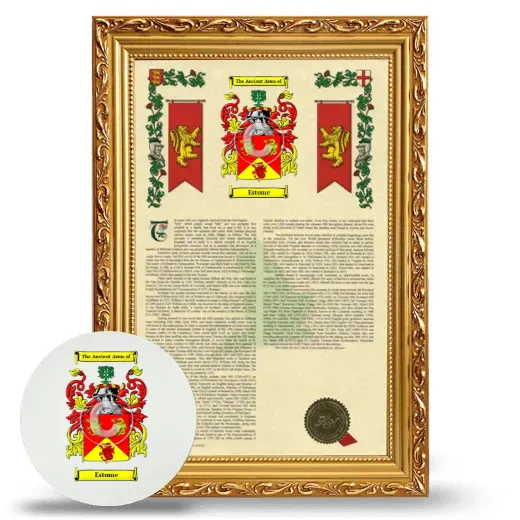 Estome Framed Armorial History and Mouse Pad - Gold