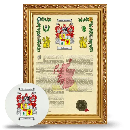Fulkerson Framed Armorial History and Mouse Pad - Gold