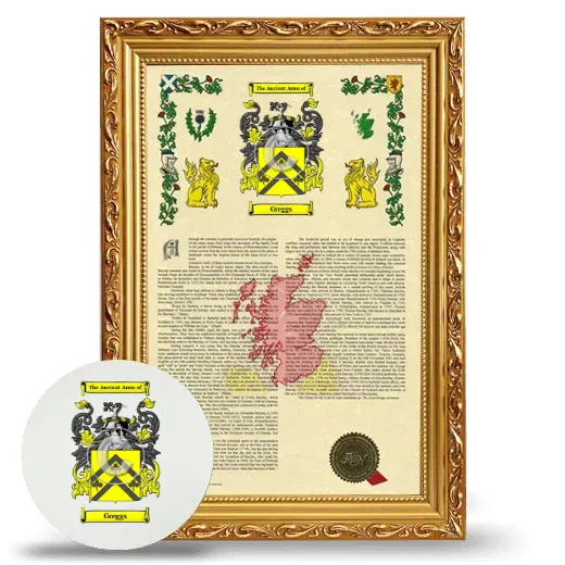 Greggs Framed Armorial History and Mouse Pad - Gold