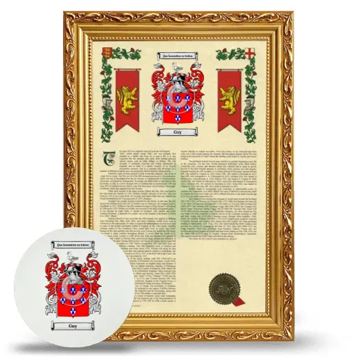 Guy Framed Armorial History and Mouse Pad - Gold