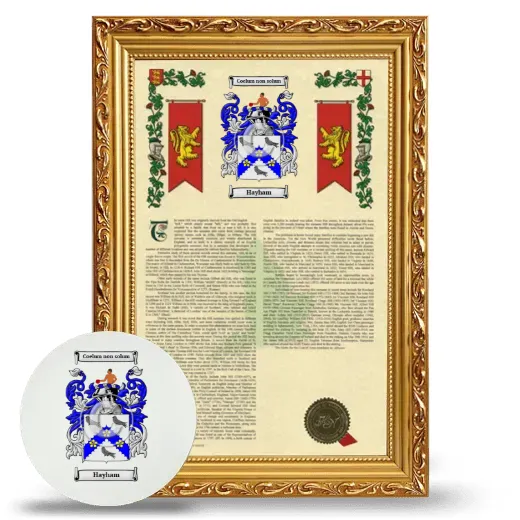 Hayham Framed Armorial History and Mouse Pad - Gold