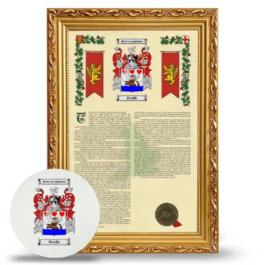 Hurdle Framed Armorial History and Mouse Pad - Gold