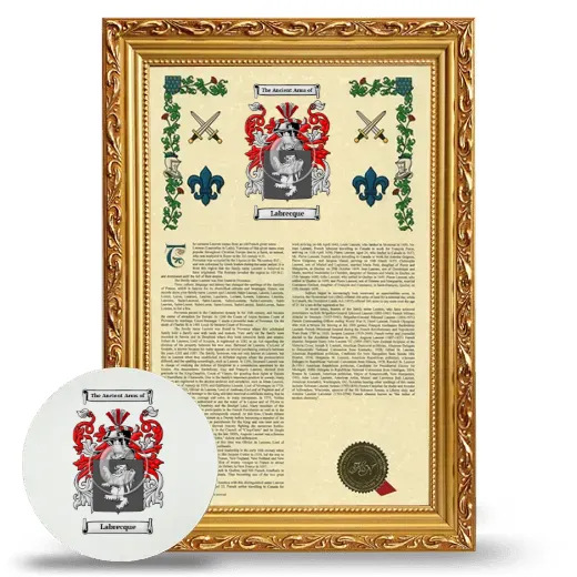 Labrecque Framed Armorial History and Mouse Pad - Gold