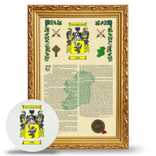 Lafin Framed Armorial History and Mouse Pad - Gold