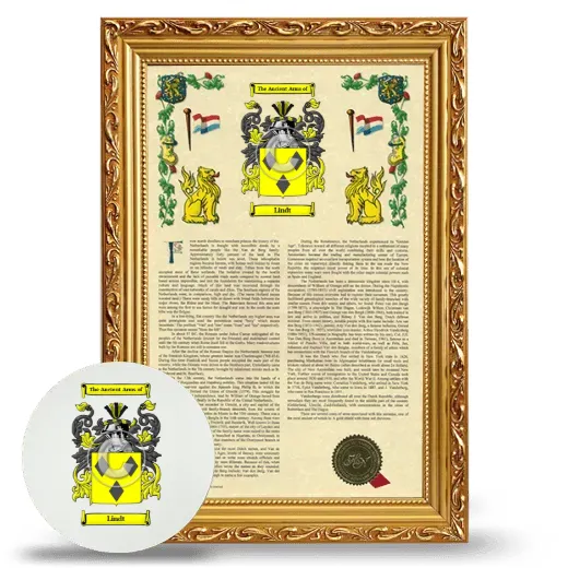 Lindt Framed Armorial History and Mouse Pad - Gold