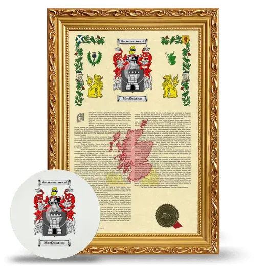 MacQuistion Framed Armorial History and Mouse Pad - Gold