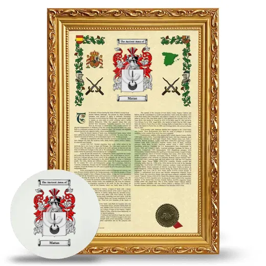 Matas Framed Armorial History and Mouse Pad - Gold