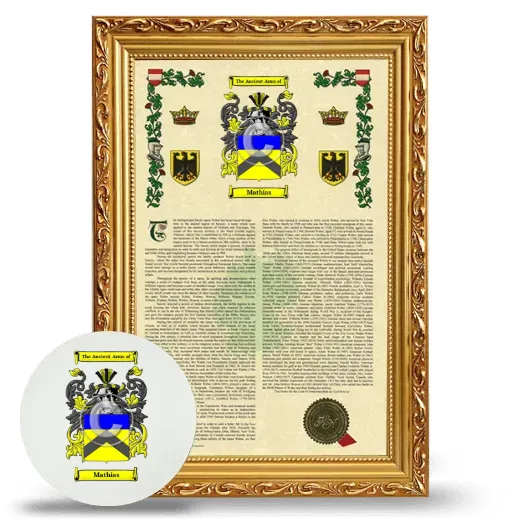 Mathias Framed Armorial History and Mouse Pad - Gold