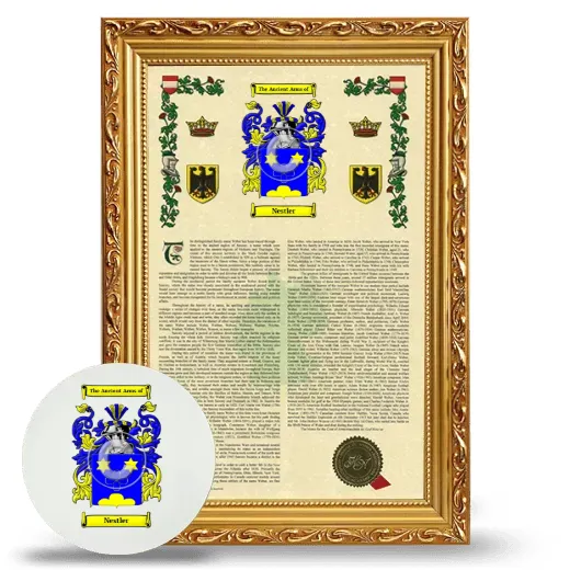 Nestler Framed Armorial History and Mouse Pad - Gold