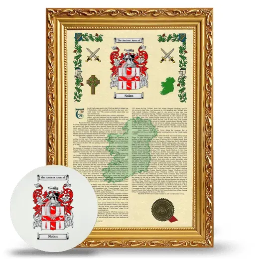 Nolan Framed Armorial History and Mouse Pad - Gold