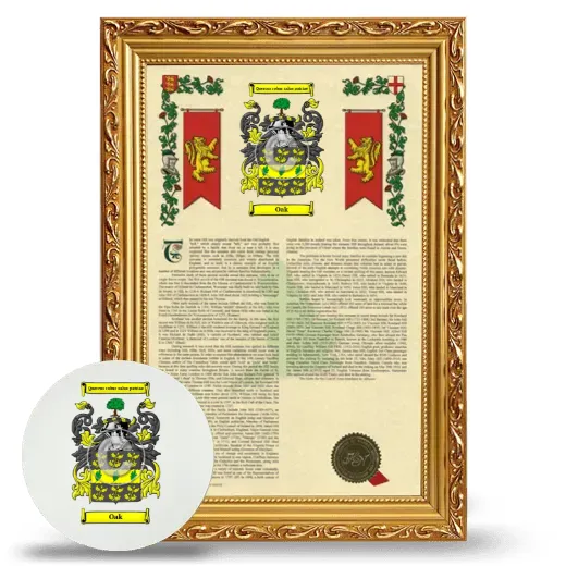 Oak Framed Armorial History and Mouse Pad - Gold