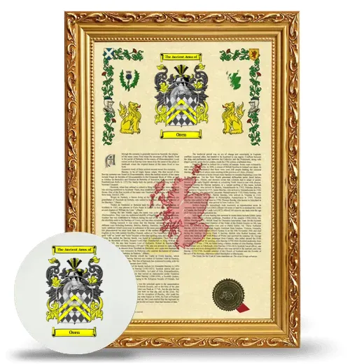 Oren Framed Armorial History and Mouse Pad - Gold