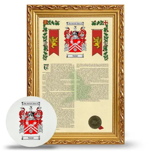 Sweat Framed Armorial History and Mouse Pad - Gold