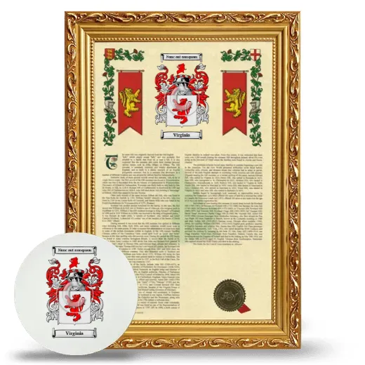 Virginia Framed Armorial History and Mouse Pad - Gold