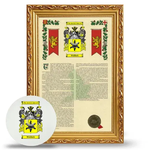 Walduck Framed Armorial History and Mouse Pad - Gold