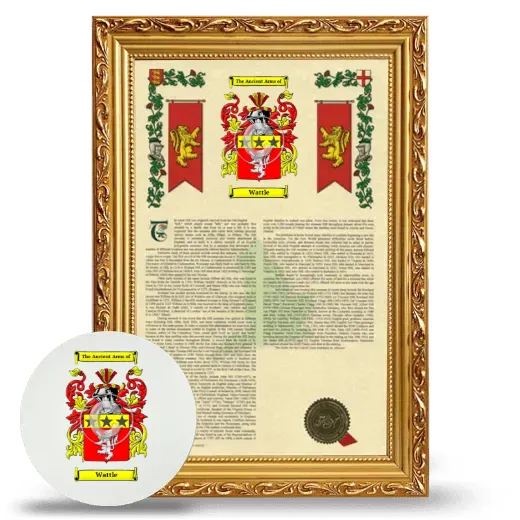 Wattle Framed Armorial History and Mouse Pad - Gold