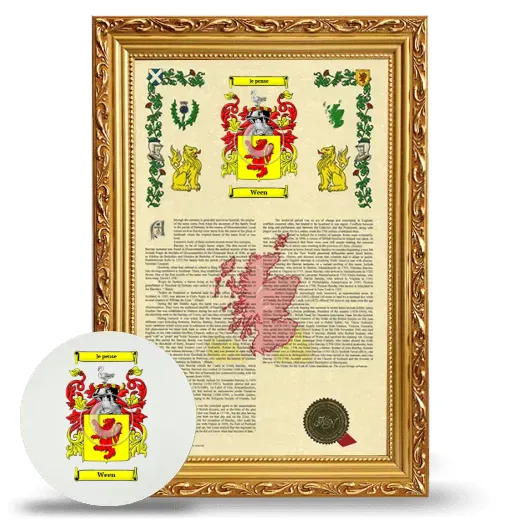 Ween Framed Armorial History and Mouse Pad - Gold