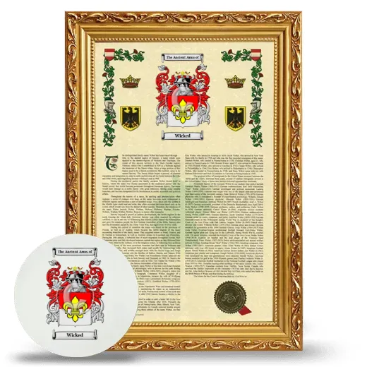 Wicked Framed Armorial History and Mouse Pad - Gold