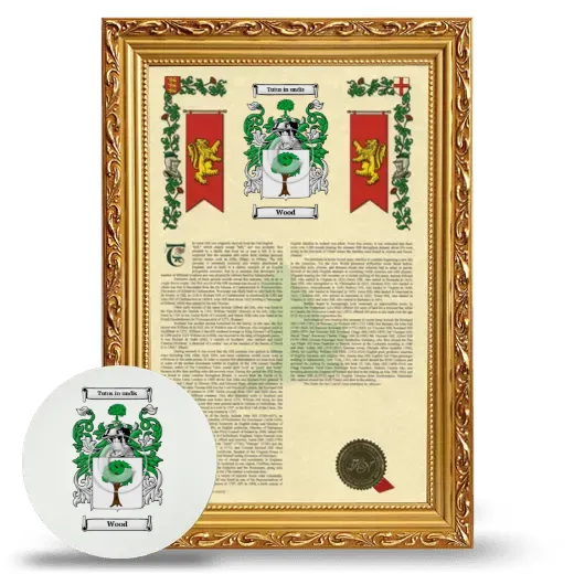 Wood Framed Armorial History and Mouse Pad - Gold